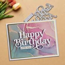 1pc Happy Birthday Metal Cutting Die, Suitable For Scrapbooking, Embossing, Handmade Card Making, Gift Card Crafting - Silver - View 4