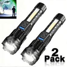 2-Pack USB Rechargeable High Power LED Handheld Flashlights, Work Lights With COB Side Lamp, 7 Modes, Emergency Lighting For Outdoors, Hiking, Camping, Up To 200M Range - 2PCS - View 13