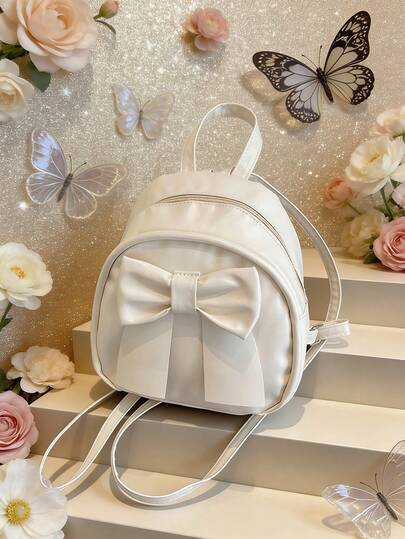 1pc New Bow-Knot Backpack: Large Capacity, Casual, Simple, And Stylish. Features A Zipper Design And Adjustable Shoulder Straps. Suitable For Teenagers, Shopping Trips, And Travel. Easily Holds Everyday Essentials. A Versatile Piece, A Fashion Favorite, Suitable For Various Styles And Occasions. Highly Adaptable To Different Styles, And Also Makes A Great Gift For Friends.