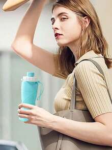 1pc 600ml Folding Sports Water Bottle For Women Men Portable Silicone Cup Reusable Drinking Bottle Outdoor Fitness Gym Travel Camping Hiking Trekking Office School Supplies - Màu xanh nhạt - Xem 6