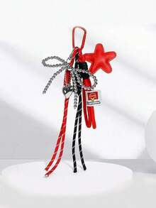 Y2K PU Leather Star Bag Charm, Handmade Nylon Rope Phone Pendant, Ins Single Buckle Tassel Keychain, Bow Star Keyring, Multi-Function Keychain Pendant, Exquisite Backpack Decor Accessories, Gift - Multicolor - View 10