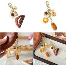 Keychain Pendant Coffee Cup And Bread Coin Purse Charm Accessory Portable Resin Bag Decoration For Women - 1 - View 8