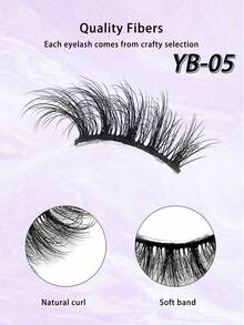 ENCHUW 16对半假睫毛，自然妆效，漫画风格，纤细卷翘，仿貂毛材质，适合派对佩戴 - 黑色 - 查看 3