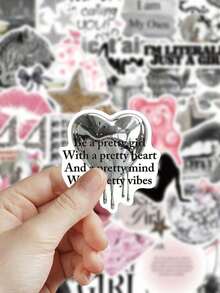 50pcs Silver Lucky Girl Graffiti Stickers, Waterproof Vinyl Decals Skateboard Guitar Laptop Luggage, Scrapbook & Daily Decor - Nhiều màu - Xem 6