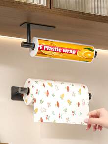 Self-Adhesive Cling Film & Paper Towel Holder, Bathroom Organizer, Cabinet Under Paper Towel Rack, Bathroom Tissue & Towel Rack - Multicolor - View 1