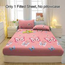 1件蝴蝶印花透气床笠，柔软舒适的床垫罩，适用于卧室、客房和宿舍，床垫保护套，床上用品套装（不含枕套）