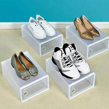 6/12/24pcs Thick Transparent Shoe Boxes With Lids, Foldable & Stackable Plastic Shoe Rack Organizer - Waterproof, Space-Saving, Suitable For All Footwear - Perfect For Entryways, Bedrooms, Homes, Dormitories - 白色 - 查看 5