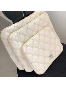 11/14/15 Zoll bestickter Schleife Laptop Sleeve, süße minimalistische Computertasche - modisches koreanisches Design gepolsterter Schutz für Tablet und Laptop, Laptoptasche, Laptophülle, Laptoptasche, wasserbeständige Reiseaccessoires - Verschiedenfarbig - Übersicht 8