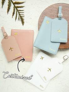 1 Stück personalisierter Passinhaber mit Namen, personalisierter Kunstleder Passcover, handgemachtes Reisezubehör, modisches Reisegeschenk, Brautjungferngeschenk, Geschenk für Freunde, Mehrzweck, große Kapazität, vielseitig, lässig, alles passend, personalisiert, einzigartig - Verschiedenfarbig - Übersicht 1
