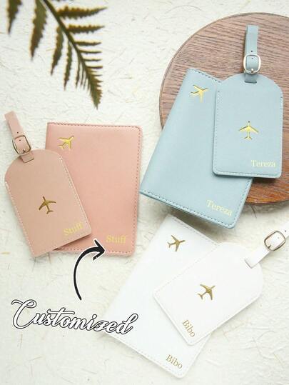 1pc Customized Name Passport Holder, Personalized Faux Leather Passport Cover, Handmade Travel Accessories, Fashion Travel Gift, Bridesmaid Gift, Gift For Friends, Multi-Purpose, Large Capacity, Versatile, Casual, All-Match Style, Customized, Personalized, Unique