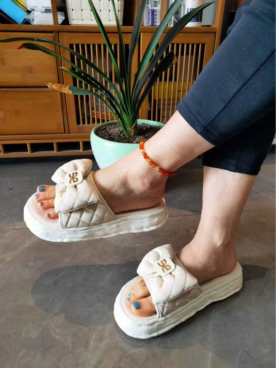 Women's Summer Vacation Bohemian Style Platform Slippers - Beige - View 1