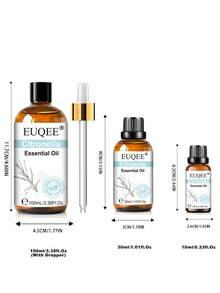 Hot 1pc EUQEE Citronella Essential Oil 10/30/100ml, Premium Essential Oil For Diffuser,Humidifier,DIY Candle,Bath Bomb,Daily Skin Care,Yoga Meditation,Long Lasting Fragrance For Aromatherapy,Perfect Gift Choice - Citronella - View 4