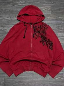 Harajuku Y2K Spring And Autumn Hooded Sports Cardigan Zipper Graffiti Print Long Sleeve Hoodie Jacket - 3 - 查看 2