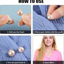 2pcs White Pearl Pin Premium Minimalist Anti Slip Brooch For Clothing Neckline Pants Hem Major To Minor Alteration Accessories Skirt Waist Cinching Magic Adjustable Jeans Clip Anti Light Needle Anti Step Slipper Buckle - 白色 - 查看 7