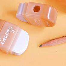 4pcs/Set Bestselling Creative Cartoon Capybara 2-In-1 Pencil Sharpener & Eraser Cleaning Set, Suitable For Students