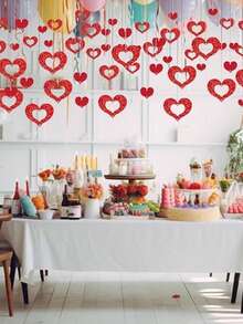 40个装，情人节装饰红色爱心闪亮漩涡挂饰，浪漫情人节成人家居室内墙面装饰，婚礼订婚周年纪念装饰 - 彩色 - 查看 2