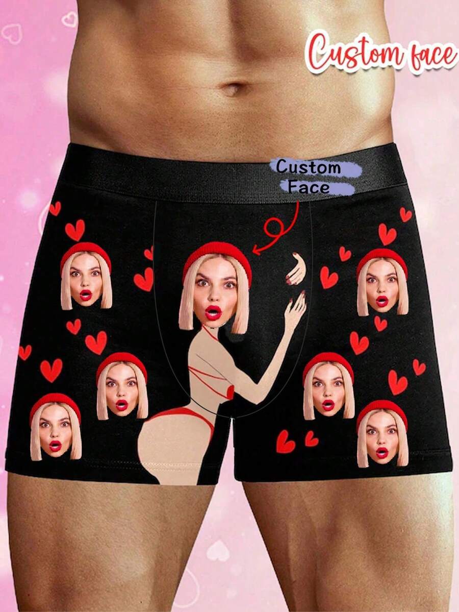Customized One-Piece Item, Personalized Face Design Anniversary Couple Gift, Customized Underwear, Men's Personalized Underwear, Funny Gift For Boyfriend And Husband, Customized Lingerie - Multicolor - View 1
