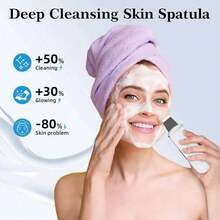 200mAh Ultrasonic Facial Cleansing Brush - USB Rechargeable, Vibrating Blackhead Remover, Scraping Exfoliating Beauty Tool, Economical Skincare Device, Includes 2 Silicone Heads, 4 Modes, Perfect Blackhead Removal Tool - 彩色 - 查看 8