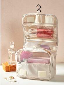 Waterproof Travel Large Capacity Storage Bag, Portable Business Trip Tote Bag For Men And Women With Hook, Toiletry And Cosmetic Bag,Mother's Day,Mom,Mother's Day Gift,Flower,Jewelry,Mother's Day Decorations,Mother's Day Party Supplies,Women,Pink,Gift Set - 白色 - 查看 1