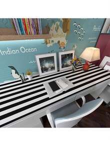 1卷自粘墙纸，黑白条纹图案，撕开即贴，防水可移除，适用于客厅、厨房、卧室、宿舍、家具翻新，秋季美学墙纸 - 黑與白 - 查看 8