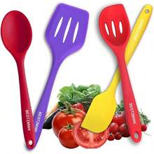 Juego de utensilios de cocina - 11 utensilios de cocina - Utensilios de cocina de silicona de colores - Batería de cocina antiadherente con juego de espátulas - Mejores herramientas de cocina de colores Gadgets de cocina (Caqui) - Multicolor - Ver 4