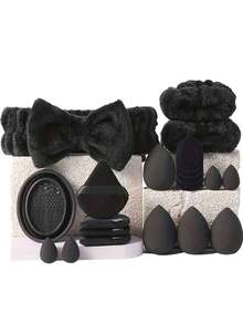 12/20/51件套黑色化妆刷套装，包含眼影刷、眉刷、粉底刷、散粉刷、腮红刷、遮瑕刷和高光刷，采用超柔软优质合成毛制成，是日常面部彩妆的理想之选。 - 彩色 - 查看 10