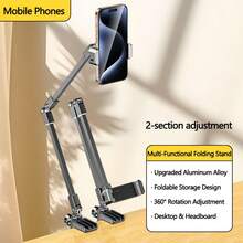 WOWSSYO Foldable Phone/Tablet Stand, Adjustable Carbon Steel Arm, 360° Rotating Base, Easy To Store, Suitable For Desk And Bedside - Multicolor - View 14