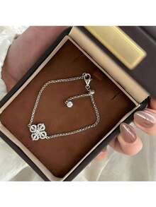 清新甜美四叶草花纯银手链，闪亮叠戴，小巧精致，散发迷人香气，女士配饰 - 四葉草手鍊 - 查看 8