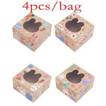 16pcs/Pack Easter Bunny Window Chocolate Candy Cookie Packaging Boxes, Transparent PVC Window Egg Flower DIY Baking Gift Boxes - Multicolor - View 10