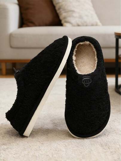 Women's Solid Color Casual Commuting Plush Two On Warm Slippers, Comfortable Wide Toe Shoes With Adjustable Elastic Band, Suitable For Office Commuting, Home, Yoga Clothing, And Indoor And Outdoor Wear