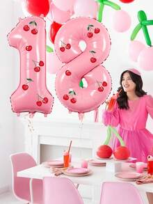 Bộ 2 bóng bay số trang trí hình quả anh đào, bao gồm bóng bay số màu hồng 32 inch từ 0-9, kèm sticker hình quả anh đào, dùng để trang trí sinh nhật, tiệc sinh nhật chủ đề quả anh đào, trang trí không gian, trang trí phòng, trang trí lễ kỷ niệm sinh nhật, tiệc mừng em bé sắp chào đời, đạo cụ chụp ảnh, kỷ niệm ngày cưới, đám cưới, sinh nhật lần thứ nhất, trang trí tiệc sinh nhật. - Nhiều màu - Xem 7