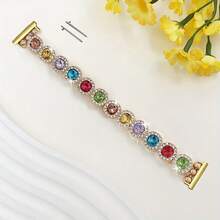 1pc Fashion Bracelet Watch Band, Compatible With 38-49mm Bands, Decorated With Colorful Crystal Elastic Strap, Fits Models And 20/22mm Lug Width Smart Watches Like Galaxy Watch, Suitable As Valentine's Day Gift (Band Only) - Gold - View 12