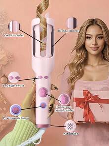 GENAI 30毫米自动卷发棒，带凹槽和冷风功能，5档温度设置，快速加热，轻松打造持久韩式海滩波浪卷发 - 美規A型插(110-127V) - 查看 8