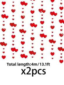 5/2/1 Set Red Hanging Heart Shaped Streamers Banner, Suitable For Anniversary, Mother's Day, Valentine's Day, Wedding Decoration, Party Supplies - Red - View 9