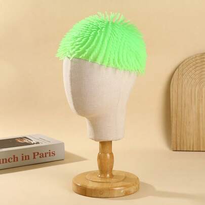 1pc Fluorescent Long Plush Silicone Cap, TPR Glow-In-The-Dark Spiked Head Cover, Bar Atmosphere Gag Stress Relief Toy Hat