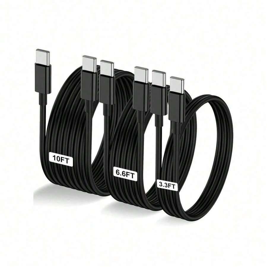 USB C To Type C Charger Cable,[3.3FT/6.6FT/10FT] Long Type C Fast Charging Data Cable,USB-C Power Cord Compatible With IPhone17 16 15 Pro Plus Pro Max,Compatible With Samsung Galaxy S25 S24 S23 S22,IPad Pro/Air And More,Phone Charger Cable - 黑色-1M - 查看 1