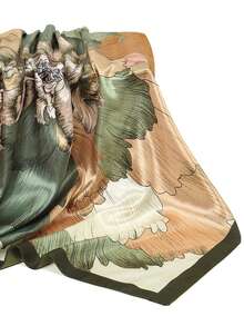 1 件简约印花 90 厘米方形围巾，新款春季女士头巾，百搭腰带，头带，时尚围巾 - 彩色 - 查看 7