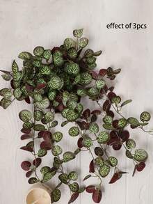 1株仿真秋海棠叶植物，悬挂式，逼真白色叶脉，胡椒草造型，适用于婚礼、生日、节日派对装饰，也适用于办公桌、墙面、客厅、卧室、花园、室内外家居装饰。 - 彩色 - 查看 6