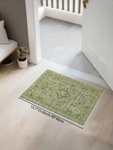 1 pieza Alfombra de área con patrón vintage verde, estilo bohemio, material de terciopelo suave y cómodo, fácil mantenimiento, impermeable y anti-manchas, con respaldo antideslizante, adecuada para entrada, dormitorio, sala de estar, baño, cocina, comedor, oficina, decoración de habitación, celebración festiva - Verde - Ver 12
