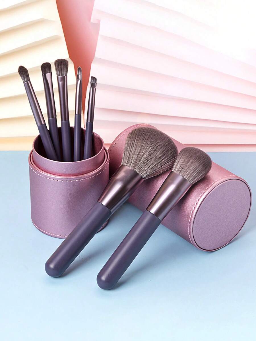7pcs Professional Makeup Brush Set Includes: Brush Holder, Foundation Brush, Blush Brush, Eyeshadow Brush, Mascara Brush, Eyebrow Brush, Lip Brush, Highlighter Brush, Contour Brush, Powder Brush, Makeup Tools, Makeup Brush Set, Women/Girls Travel Makeup Brush Set, Makeup Brush Set, Makeup Brush Set, Complete Makeup Brush Set, Makeup Brush Set, Full Makeup Set, Makeup Brush Set, Makeup Brush Set, Makeup Gift Set,Giveaways,Professional Makeup Brushes,Complete Makeup Set - Mauve Purple - View 1