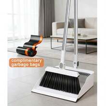 Broom And Dustpan Set, Rotatable Broom For Easy Cleaning Of Different Scenes, Free Garbage Bag Included - Bộ chổi và túi đựng rác màu trắng - Xem 1