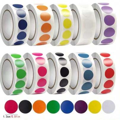 1000 Peças Adesivos Coloridos de Bolinhas, Etiquetas Redondas Sólidas Codificadas por Cor em Rolo, Adesivos Redondos Autoadesivos, Etiquetas Redondas, Adequados para Escritório, Sala de Aula, Casa, Comemoração de Feriados, Decoração de Parede de Feriados, Escola, Decoração do Dia dos Namorados, Suprimentos Escolares, Temporada de Volta às Aulas e Mais Suprimentos de Scrapbook Papelaria de Scrapbook