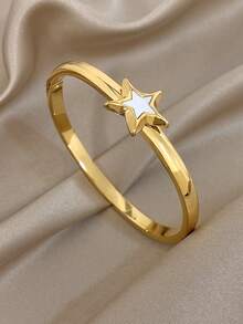 Women's Star-Shaped Water Drop Bracelet, Inlaid With Luxury Zirconia, Elegant Gold Stainless Steel Material, Stackable, Suitable For Daily Wear, Party Outfits, Jewelry, And Christmas Gifts. - Multicolor - View 11