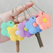 2/10/20/3pcs Estilo Aleatorio - Funda de Llave de Silicona Colorida con Forma de Flor, Funda Protectora Elástica para Llaves, Múltiples Colores Disponibles, Previene que las Llaves se Ensucien y se Dañen - Multicolor - Ver 2