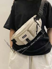 男士时尚休闲百搭纯色腰包 - 白色 - 查看 5