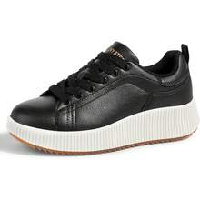 Women's Platform Sneakers Fashion Chunky Casual Sparkly Retro Braided Walking Shoes - Black Pu - 查看 11