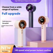 High-Speed Mini Handheld Fan, Unisex Solid Color USB Rechargeable Fan With LCD Screen And 1800mAh Long Battery Life, Suitable For Outdoor, Beach, Travel, Sports, Home, Office Daily Use And Holiday Gifts - Multicolor - View 4