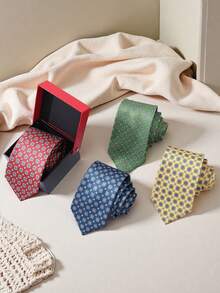 1 男女通用领带，格子领带，时尚百搭，适合派对、节日、工作、婚礼等场合，四季皆宜，情人节礼盒包装。