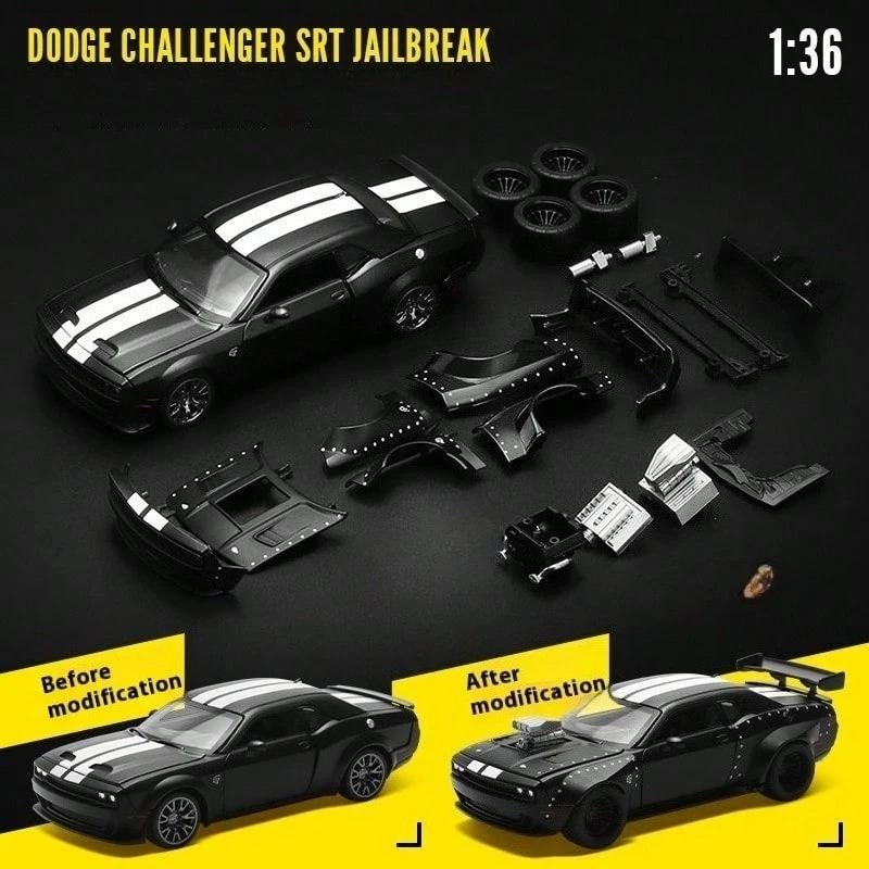 C C A Model Mobil Dodge Challenger Modifikasi Skala 1:36, Model Paduan Logam, Dapat Dirakit, Pintu Dapat Dibuka, Geser Halus, Mainan Mobil Balap untuk Anak Laki-laki dan Perempuan, Hadiah Halloween, Natal, Ulang Tahun, Koleksi untuk Dipajang - MultiWarna - View 1
