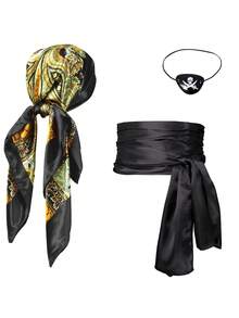 1/3pcs Christmas New Satin Satin Fabric Holiday Funny Cosplay Medieval Renaissance Pirate Headband And Belt Accessories With Pirate Mask, Suitable For Valentine's Day Masquerade Party, Magic Costume Props, New Party Outfit - Multicolor - View 13